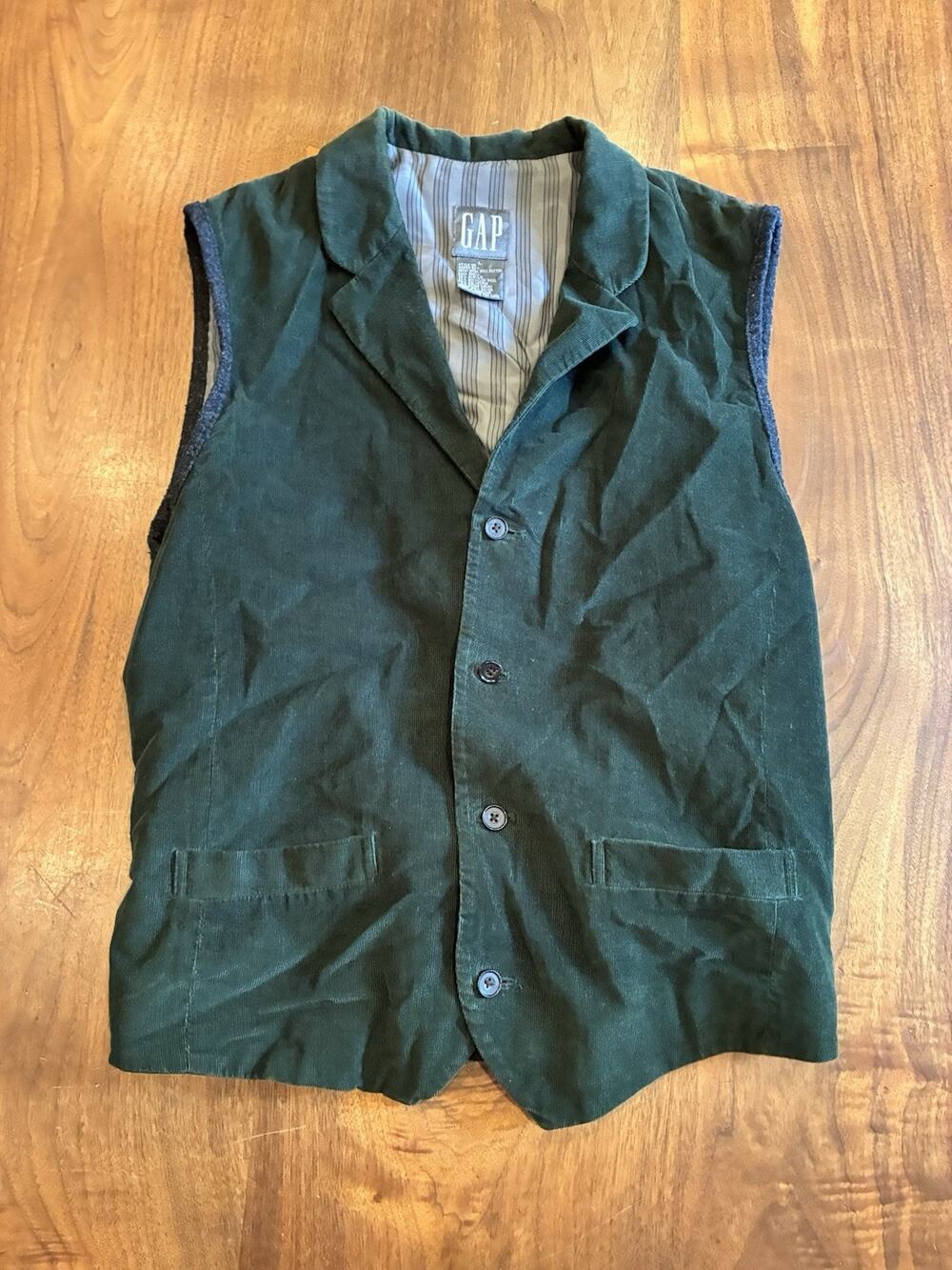 Vintage GAP Corduroy Vest Cotton Wool Blend Heritage Preppy 90s Size L